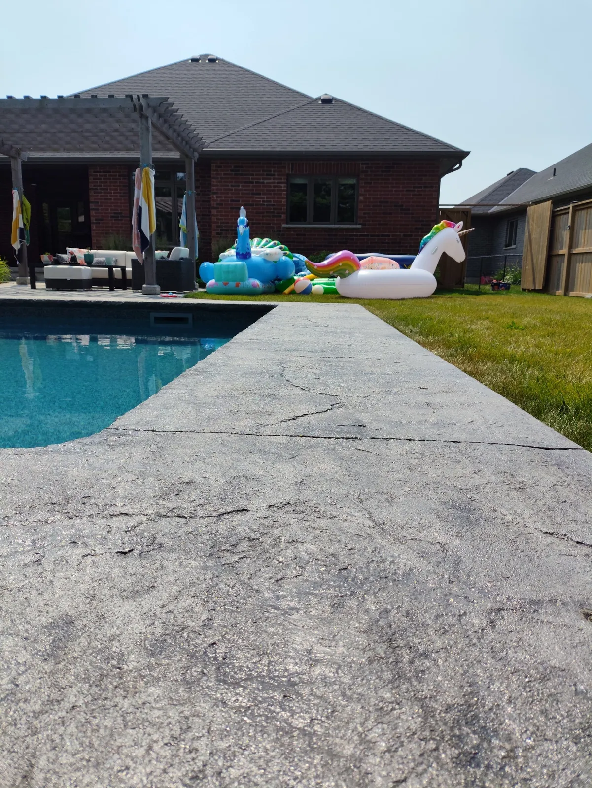 Sealed concrete pool deck coping