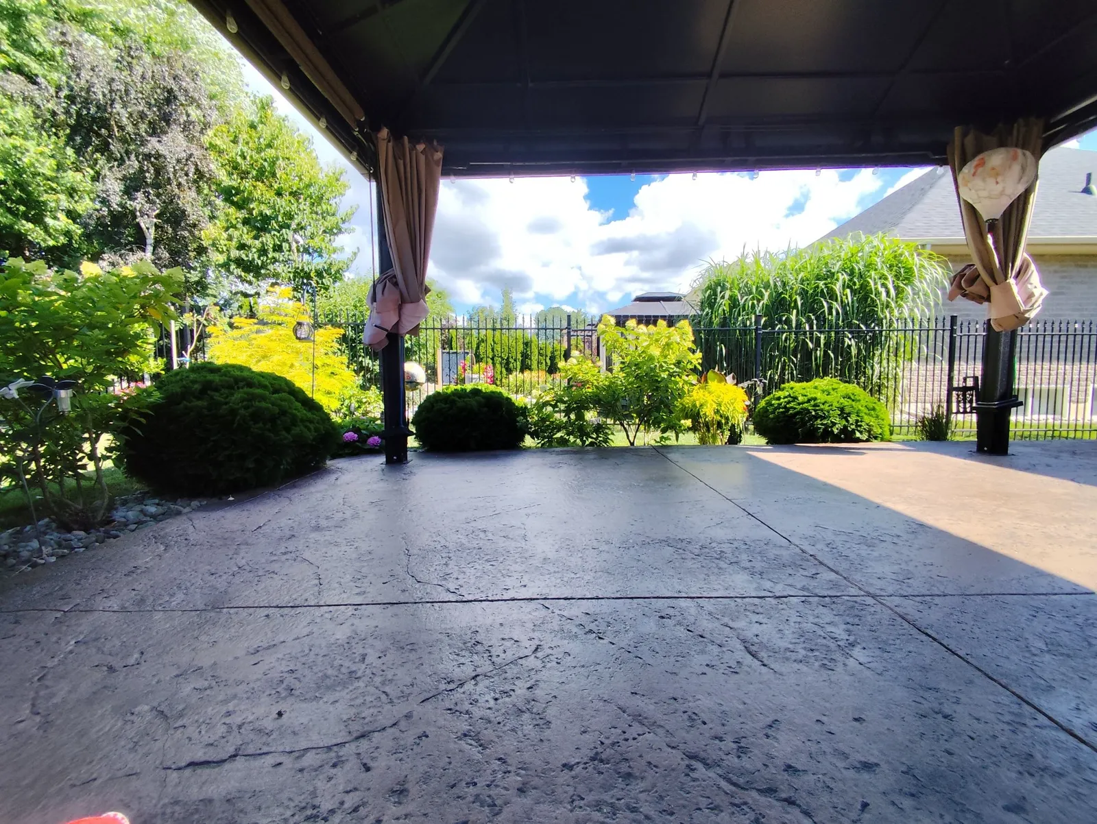 Sealed stamped concrete patio