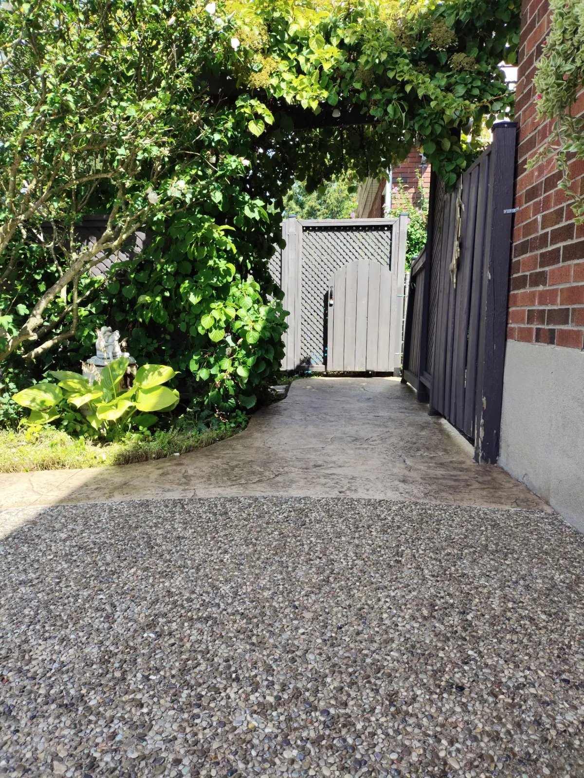Exposed aggregate walkway side path